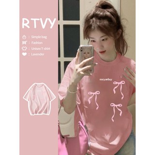 「RTVY」Áo Thun Cho Bé Mùa Hè Quá Khổ Rời Áo Thun Tay Ngắn Retro Nữ Top