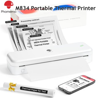 Máy In Nhiệt Mini Khổ A4 Di Động Phomemo M834-In giấy nhiệt khổ A4/A6/A7/A8- Kết nối Bluetooth in trực tiếp từ ĐT, USB với máy tính