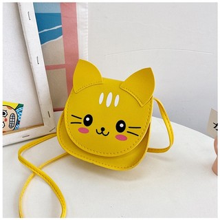Túi mới mèo dễ thương túi tròn nhỏ trẻ em hoạt hình ví tiền xu giản dị trăm túi đeo chéo thời trang túi đeo vai