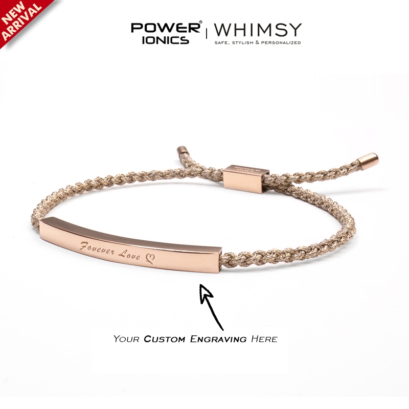 Power Ionics Whimsy Xu Hướng Mới Thời Trang 18K RoseGold Mạ Unisex Slim Lưu Niệm Vòng Tay Miễn Phí K