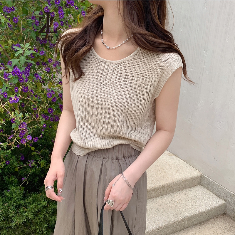 ZHELIHANGFEI Băng Lụa Dệt Kim Sọc Camisole Nữ Bên Trong Rời Tay Áo Thun Bên Ngoài Mặc Pháp Nhỏ Tay Bay Top | BigBuy360 - bigbuy360.vn