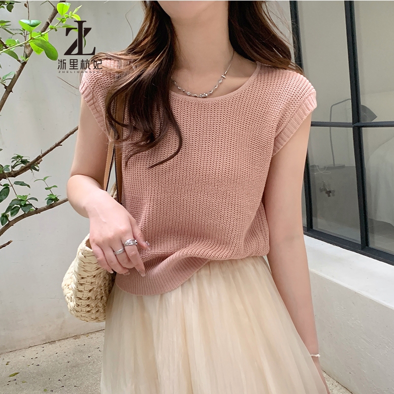 ZHELIHANGFEI Băng Lụa Dệt Kim Sọc Camisole Nữ Bên Trong Rời Tay Áo Thun Bên Ngoài Mặc Pháp Nhỏ Tay Bay Top | BigBuy360 - bigbuy360.vn