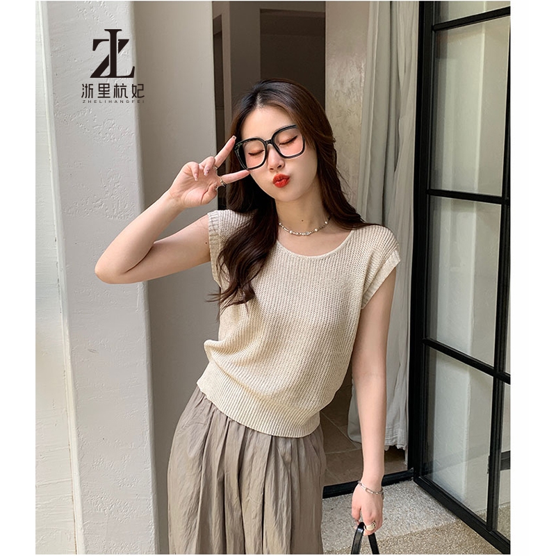 ZHELIHANGFEI Băng Lụa Dệt Kim Sọc Camisole Nữ Bên Trong Rời Tay Áo Thun Bên Ngoài Mặc Pháp Nhỏ Tay Bay Top | BigBuy360 - bigbuy360.vn