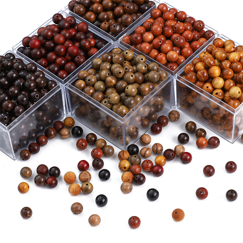 8mm 50 Chiếc Phong Cách Khác Nhau Bằng Gỗ Tròn Miếng Đệm Hạt Vàng Gỗ Đàn Hương Gỗ Mun Rời Hạt Cho DIY Trang Sức Đính Hạt Vòng Tay Vòng Cổ Trang Sức Làm Phát Hiện