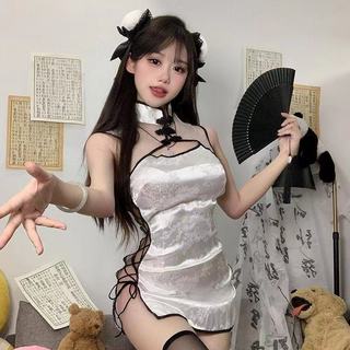 Váy ngủ sườn xám rút dây cao cấp，Bộ đồ ngủ quyến rũ quyến rũ