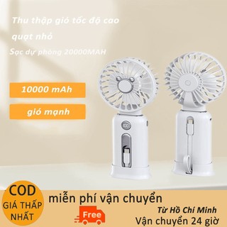 Màn hình LED quạt Mini di động 20000mAh Power Bank Sạc siêu nhanh được trang bị cáp kép