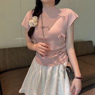 Áo Thun Nữ Nơ Basic Nơ Dễ Thương Hàn Quốc Chất Thun Co Dãn Ôm Body