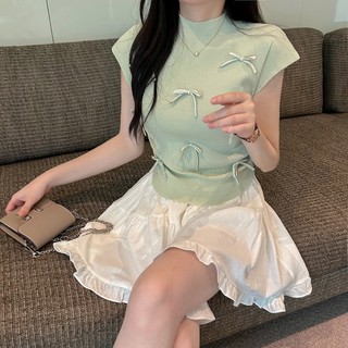 Áo Thun Nữ Nơ Basic Nơ Dễ Thương Hàn Quốc Chất Thun Co Dãn Ôm Body