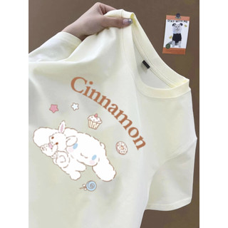 May mắn chú chó Quế hoạt hình linh Áo thun nữ cổ tròn Áo thun cotton đa năng hàng đầu mới