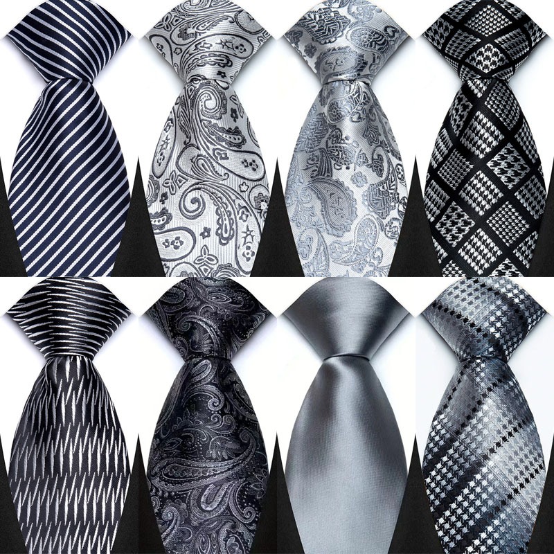 Mới Cà Vạt Nam 8CM Cà Vạt Cho Người Đàn Ông Cổ Điển Jacquard Dệt Sọc Chấm Paisley Bạc Màu Xám Cà Vạt Cổ Áo Cho Người Đàn Ông Trang Phục Gravata Corbatas Tiệc Cưới Kinh Doanh