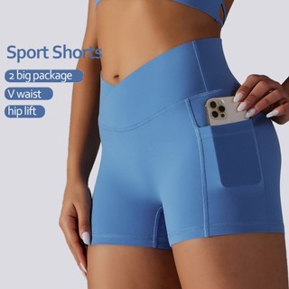 Anessaj quần short legging ngắn có túi nâng hông tập thể dục chạy bộ / yoga cho nữ