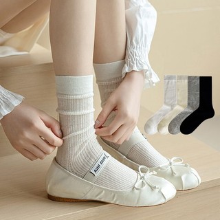 FHYL Mùa Hè Ngọt Ngào Màu Trơn Rỗng Ra Giữa Tất Jap Mary Jane Tất Trắng Phù Hợp Với Hút Mồ Hôi Tất Mềm Cho Nữ
