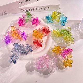 [Magpie] Màu gradient trong suốt, ba bông hoa trứng, kẹp lấy, phụ kiện tóc kỳ nghỉ bên bờ biển, hoa Bauhinia, thìa sau, kẹp cá mập, nữ