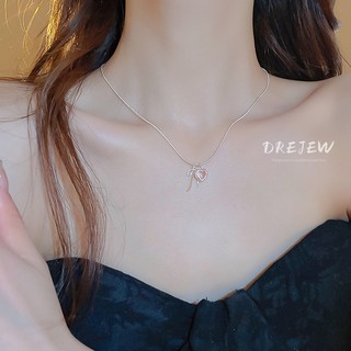 Drejew Trái Tim Nữ Tính Màu Hồng Nhạt Zircon Vòng Cổ Tình Yêu Tinh Tế Và Ngọt Ngào Nơ Mặt Dây Chuyền Xương Đòn Dây Chuyền Vòng Cổ Thời Trang Cao Cấp