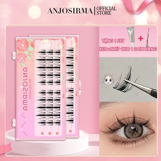 ANJOSIRMA Mi Giả Tách Sợi Tự Nhiên Anime Cong Dài 3D Mỏng Nhẹ Tái Sử Dụng Tự Dán Tại Nhà