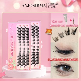  ANJOSIRMA Lông mi mắt cáo mới 3D MANGA PHONG CÁCH MÁT Lông mi giả cá nhân có thể tái sử dụng - Chiều dài 10-14mm