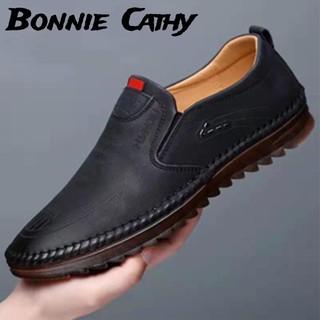 Bonnie Cathy  leather Giày Da Mềm Thời Trang Giản Dị May Giày Da Mềm Chống Mài Mòn Cho Nam