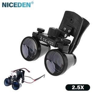 Niceden 2.5X-3.5X Kính lúp Ống nhòm Nha khoa Di động Kẹp Lúp Phẫu thuật Kính lúp Hoạt động y tế Đèn Loupe