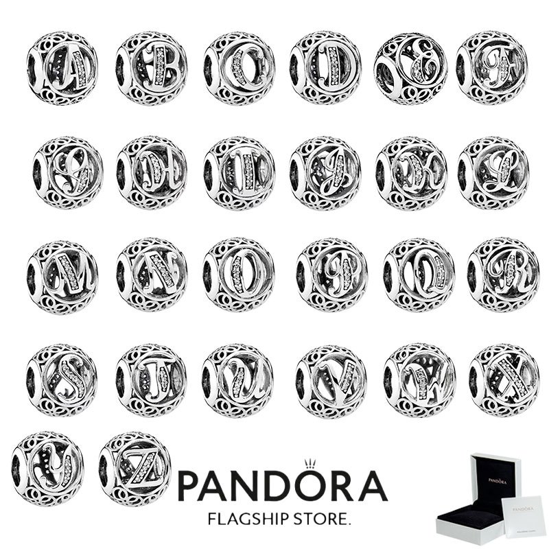 2024 Bán 100% PANDORA S925 Bạc Trang Sức Vòng Tay Mặt Dây Chuyền PANDORA ABC 26 Chữ Charm Mặt Dây Ch