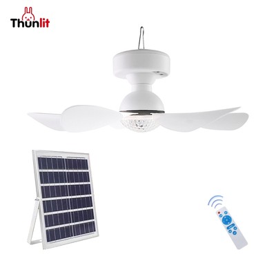 Quạt trần ngoài trời năng lượng mặt trời Thunlit có đèn 10000mAh Quạt trần di động điều khiển từ xa để cắm trại tại nhà Đèn quạt có thể tháo rời chạy bằng năng lượng mặt