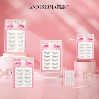 Hộp lông mi giả ANJOSIRMA, giảm 5 hàng / giảm 5 hàng, thiết kế trang điểm tự nhiên, phim hoạt hình hình chữ V