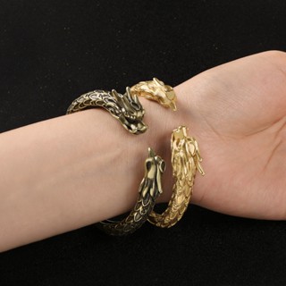 Retro Đồng Rồng Phượng Đầu Lắc Tay Hạt Vòng Tay Cho Nam Trang Sức Phụ Kiện Thời Trang Retro Đồng Chắc Chắn Vòng Tay Nữ Vòng Tay