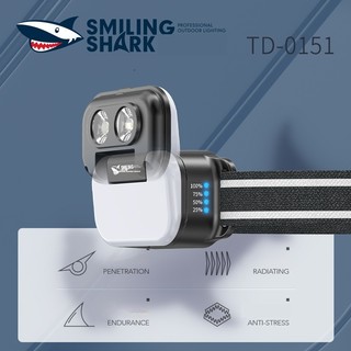 Mỉm Cười Cá Mập TD0151 Đèn led Đầu Trắng / Vàng / Đỏ Đèn Pha Type-C Sạc Đầu Mạnh Đèn Pin 7 Chế Độ Đi Bộ Đường Dài Ngoài Trời Câu Cá Đèn Cắm Trại