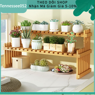 Giá đỡ chậu hoa / cây cảnh bằng tre nhiều tầng để bàn - kệ để chậu hoa decor sân vườn ban công trong nhà ngoài trời