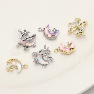 Mặt dây chuyền mặt trăng thủy tinh hợp kim Mặt dây chuyền mặt trăng ngôi sao Mặt dây chuyền DIY Phụ kiện thủ công 1 chiếc