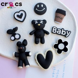  Cross Phụ Kiện Giày Nhựa Gấu Đen Nhỏ DIY Miếng Dán Giày Miếng Dán Lắp Đặt Sandal Chữ Thập Charm Cross Dép Charm 
