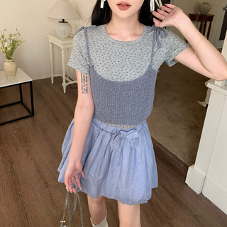 71310 Áo thun ngắn tay hoa + Bộ hai mảnh dệt kim