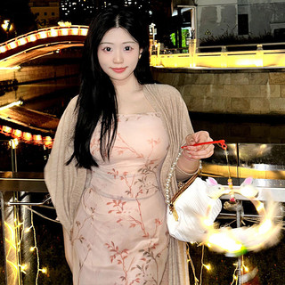 Váy nữ Alika in hình phong cách Trung Quốc khí chất thanh lịch Hàn Quốc hàng ngày nhẹ nhàng phù hợp với váy treo dài cỡ lớn mỏng