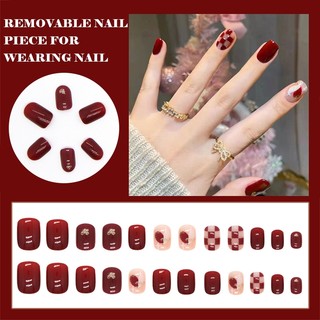 ✨✨set 24 móng tay giả họa tiết bò sữa trắng đen
