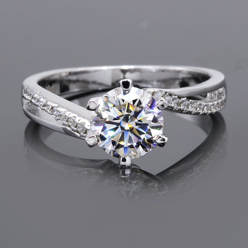 Nhẫn nữ thời trang nhẫn cưới 1 carat đính hôn kim cương moissanite nhẫn bạc 925