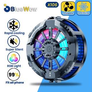  Bluewow X106 Giá đỡ làm mát điện thoại Sạc không dây cho iPhone Quạt USB Giá đỡ trò chơi Tản nhiệt Giá đỡ điện thoại di động 