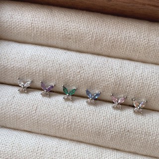 1 chiếc G23 Bông tai thép titan nhiều màu sắc bướm zircon đinh tán bông tai phong cách mát mẻ