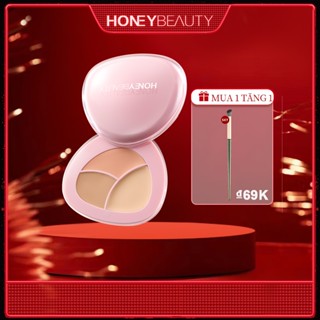 【VN Tàu Thủy Honey Beauty kem che khuyết điểm 3 màu triệt sắc chống thấm nước giúp hiệu chỉnh màu da