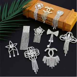 Thanh lịch tỏa sáng retro tua rua trâm cài cao cấp nơ ngôi sao đôi c trái tim tình yêu ngọc trai tua rua trâm cài đa năng phụ kiện phổ biến
