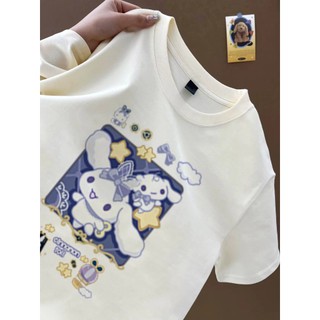 Pacha chó bay họa tiết hoạt hình áo thun trắng Áo thun nữ cổ tròn mới đa năng hàng đầu cotton Áo thun chất liệu cotton