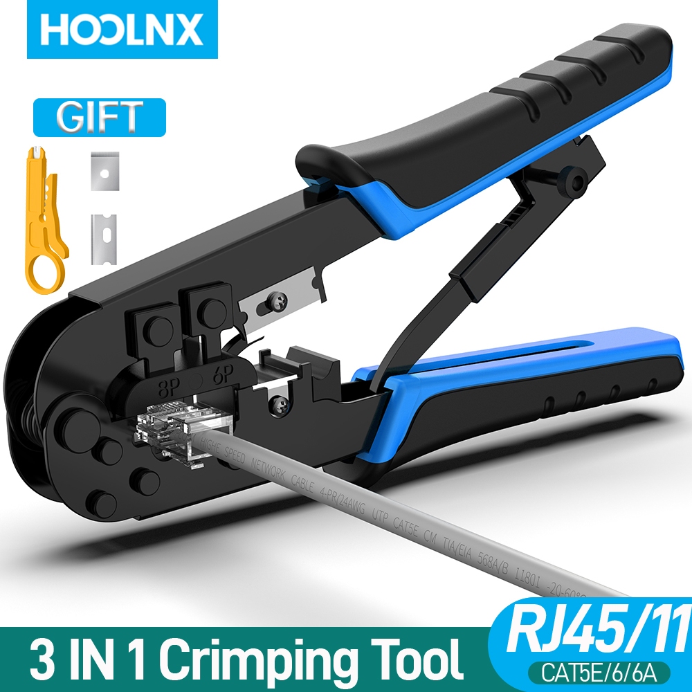 Hoolnx RJ45 Crimper RJ11 RJ45 Crimping Tool Mạng Ethernet LAN Cable Crimper Cutter Stripper Kìm cho 