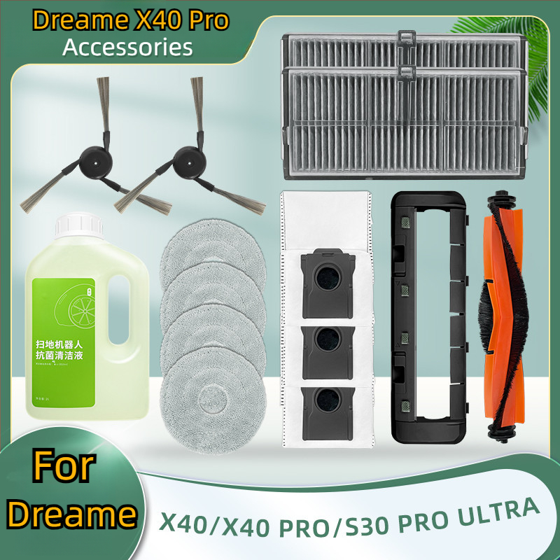 Dreame X40 X40 Pro X40 Ultra S30 Pro Ultra Robot Hút Bụi Phụ Kiện Chính Bàn Chải Bên Bàn Chải Bao Hepa Lọc Cây Lau Nhà Vải Túi Bụi Phụ Kiện