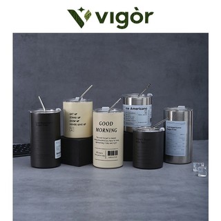 VIGOR丨Cốc cà phê bằng thép không gỉ 304 đơn giản của Mỹ Cốc nước ống hút thẳng gia đình có giá trị cao Cốc nước di động sáng tạo