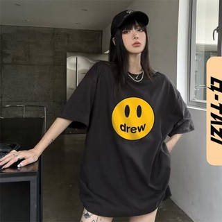 K Tazi Tay ngắn in hình mặt cười Tay áo nửa chất lượng cao thời trang mùa hè mỹ
