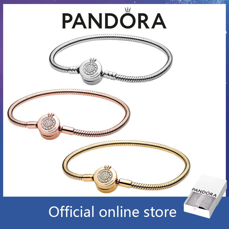 100% chính hãng dây chuyền bạc S925 trang sức PANDORA Pandora Moments Vương miện lấp lánh Vòng tay d