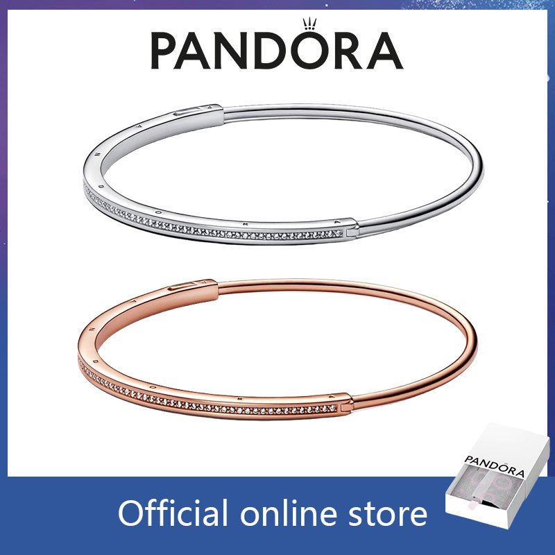 100% đồ trang sức dây chuyền bạc S925 chính hãng PANDORA, vòng tay Pavé I-D đặc trưng của Pandora