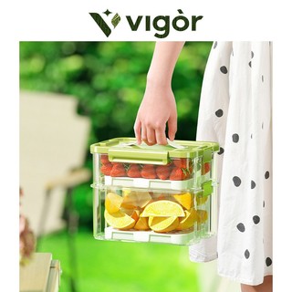 VIGOR丨Hộp giữ tươi di động ngoài trời, Tủ lạnh nhỏ cầm tay di động, Hộp cơm trưa trái cây trong suốt, Hộp giữ tươi kín