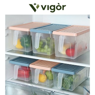 VIGOR丨Tủ lạnh Hộp giữ tươi chuyên dụng, Nhựa trong suốt có nắp có tay cầm Hộp bảo quản thực phẩm, Hộp kín tủ đông trứng trái cây