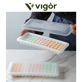 VIGOR丨Bấm Hộp Đá Viên Có Nắp Khuôn Làm Đá Cấp Thực Phẩm Dùng Một Lần Nhanh Tháo Khuôn 65 Khay Đá