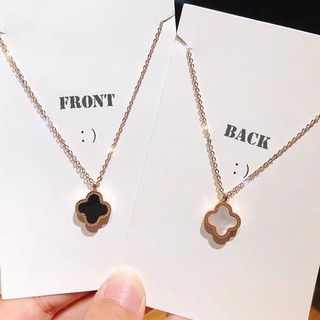 Vòng cổ cỏ ba lá may mắn hai mặt sang trọng tối giản, mặt dây chuyền vỏ sò cổ điển xu hướng Instagram dành cho nữ, xu hướng trực tuyến phổ biến, thiết kế trang sức bằng thép titan chống phai màu