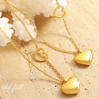 Vòng cổ mạ vàng đa năng bằng thép titan đa năng hình trái tim Hàn Quốc mới có dây chuyền xương đòn trái tim mịn màng, mặt dây chuyền cảm giác thiết kế trái tim đào dành cho nữ